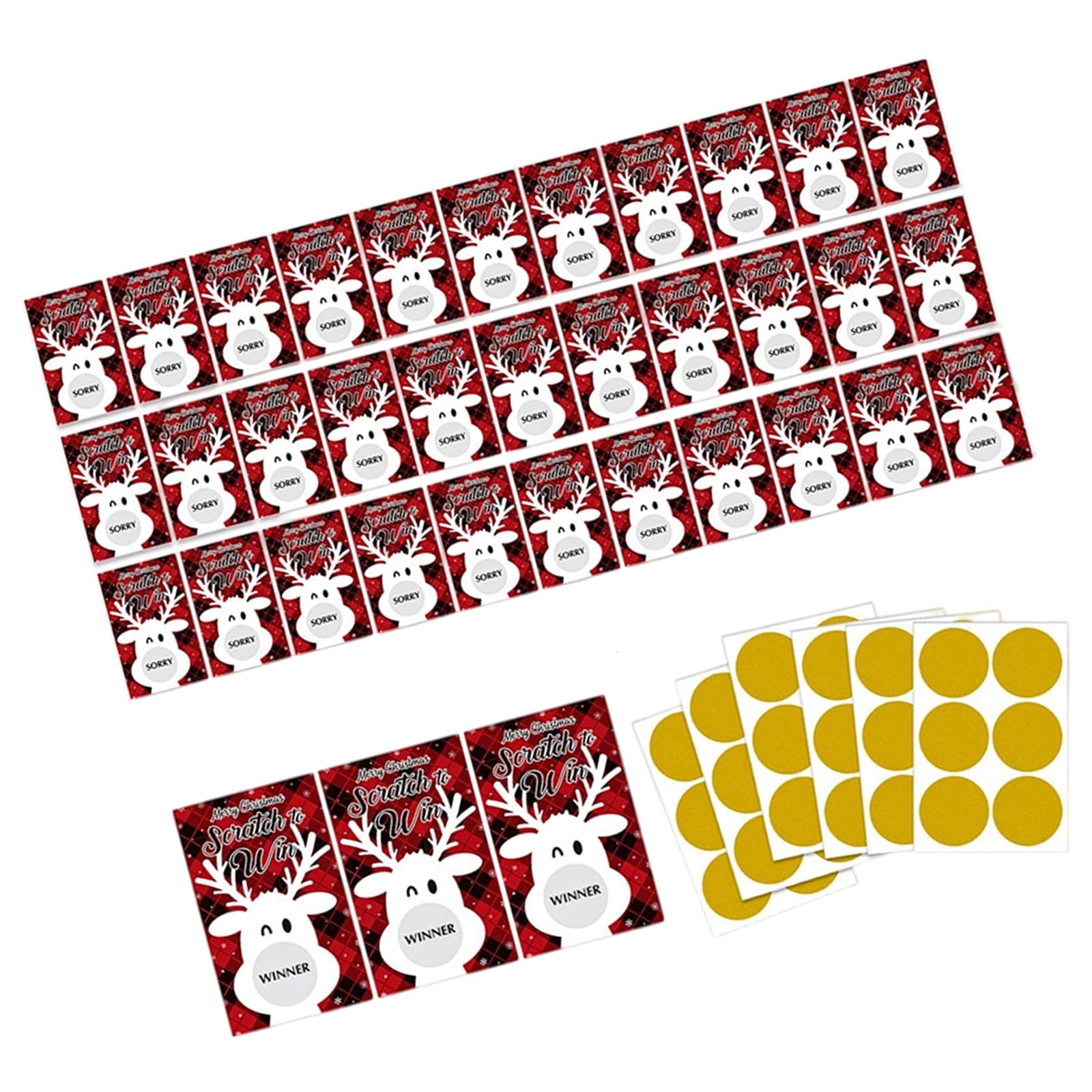 Jazuaiao 36Pcs Christmas Party Scratch Cards Gift Tickets for Birthday Wedding Christmas Celebration Paper Prize Vouchers