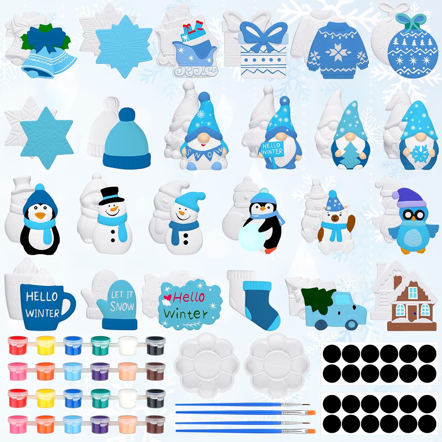 Simgoing 24 Sets Christmas Winter Ceramic Paint Kit Include