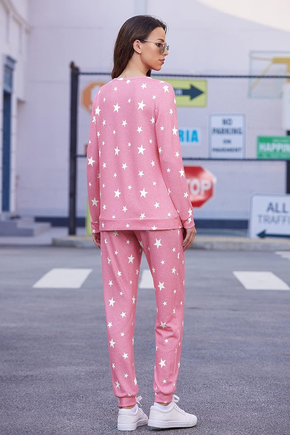 Ekouaer Womens Jogger Pajama Sets Long Sleeve Sleepwear Round Neck Nightwear Soft Pjs Lounge Sets with Pockets - Image 5