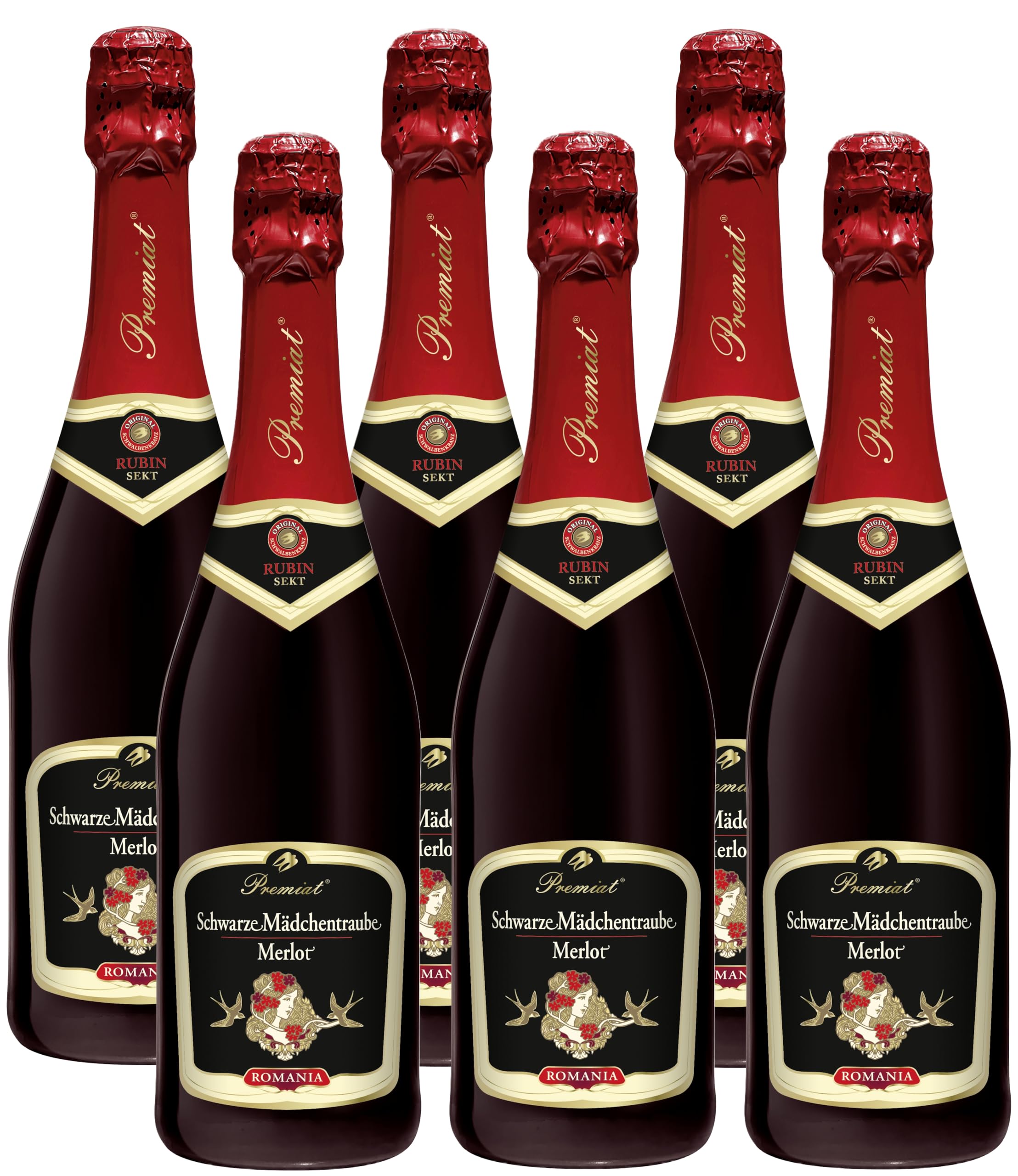 Schwarze Mädchentraube Merlot Sekt mild (6 x 0,75 l)