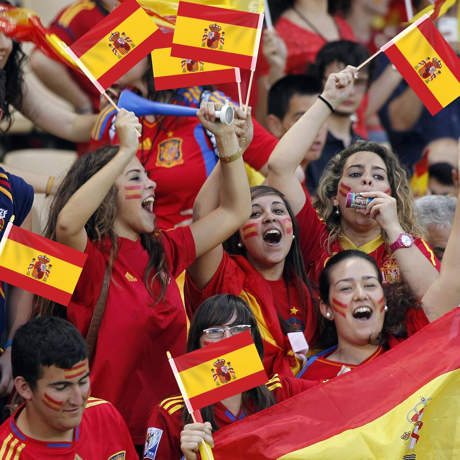 Pack of 20, Handheld Spain Flags 5x8 Inch – Small Spanish Flags on Wooden Sticks with Gold Spear Top, Mini Spain Country Flags for Parades, National Day, Festivals, and Hispanic Heritage Decorations - Image 6