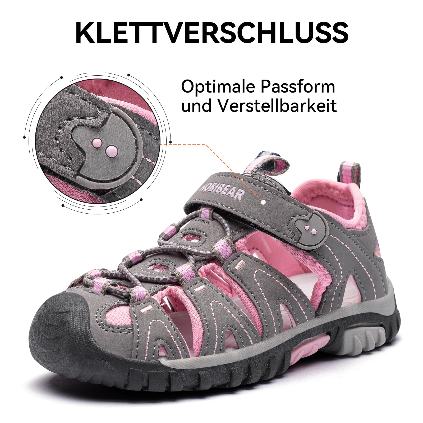 HOBIBEAR Sandales Randonnée Enfants Garçons/Filles - Chaussures Sport Été Respirantes Antidérapantes à Bout Fermé (Trekking Outdoor)