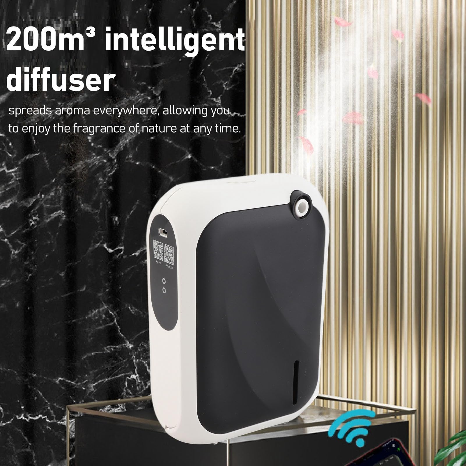 Fdit Diffusore per Aromaterapia, Umidificatore per Aromi di Controllo App con Timer per Diffusore d'Aria a Lunga Durata (Nero)
