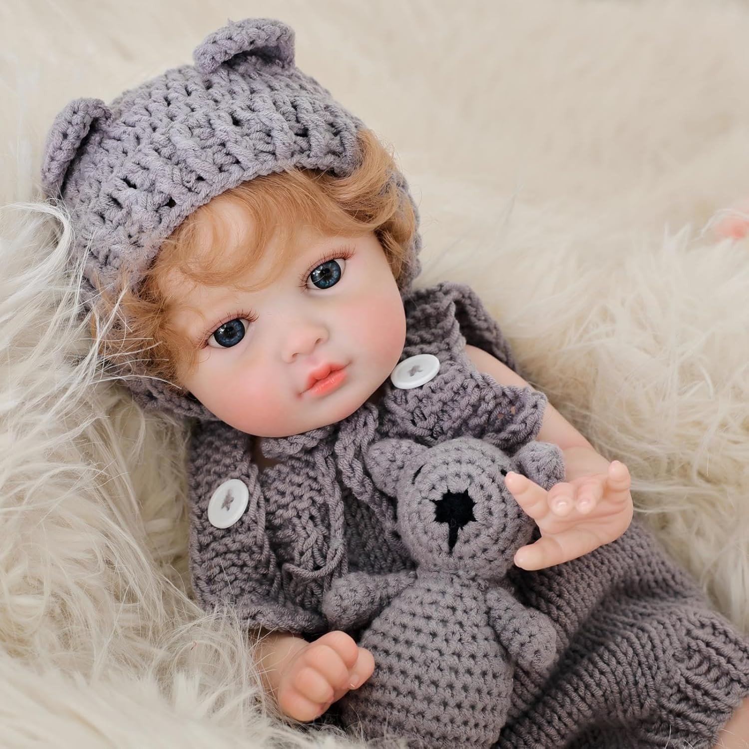 20-Inch Cute Reborn Baby Doll, Big Eyes Realistic Newborn Baby Doll with Hand-Rooted Hair, Full-Body Vinyl Baby Dolls for 3+ Ages, Gifts, Collect