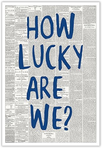Divertido lienzo de letras azules para pared, impresiones de periódicos de moda, decoración vintage positiva de los años 70 para dormitorio, 8 x 10