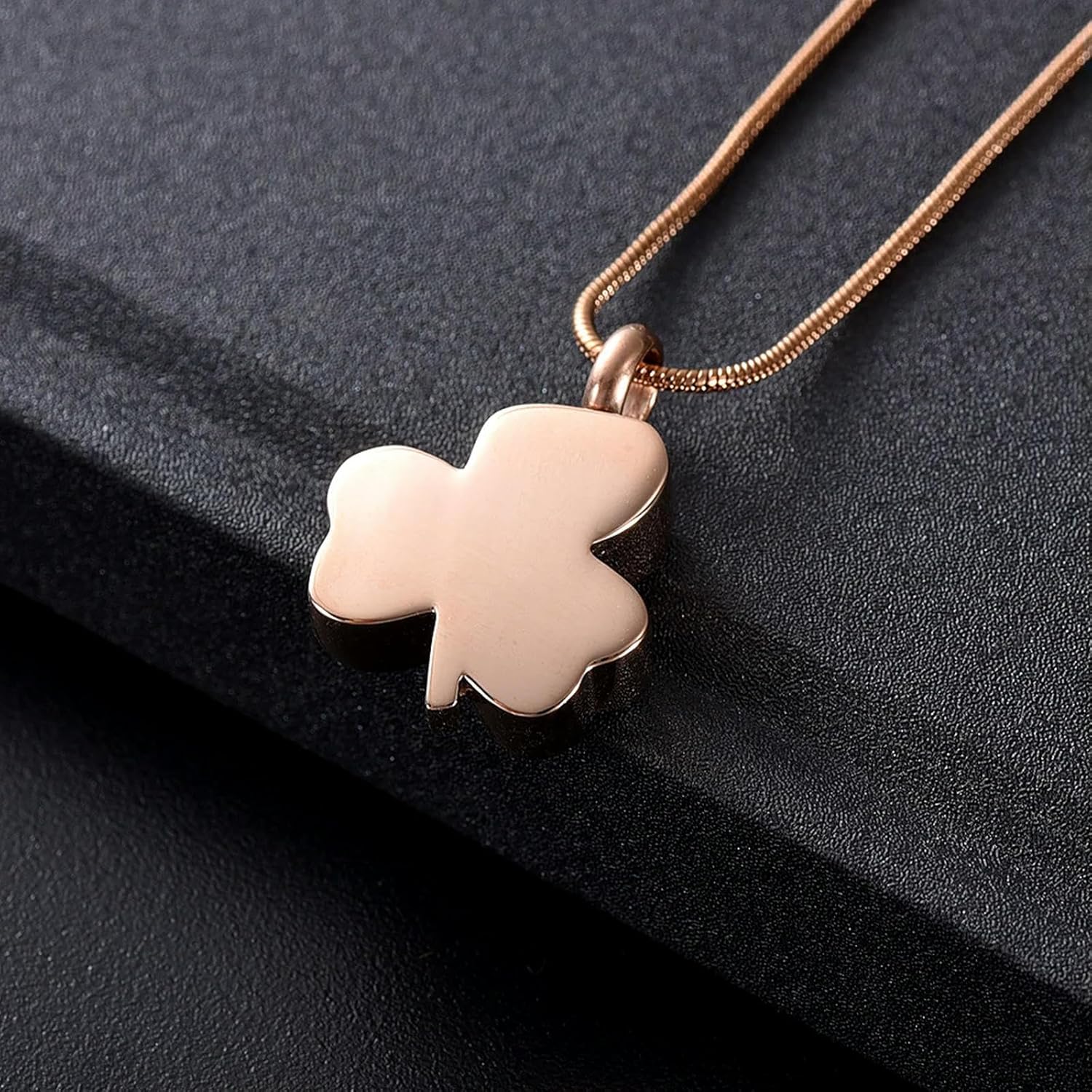 Leaves Shape Cremation Pendant Necklace Stainless Steel Funeral Memorial Urn Necklace for Human Pet Ashes Keepsake-Rose Gold
