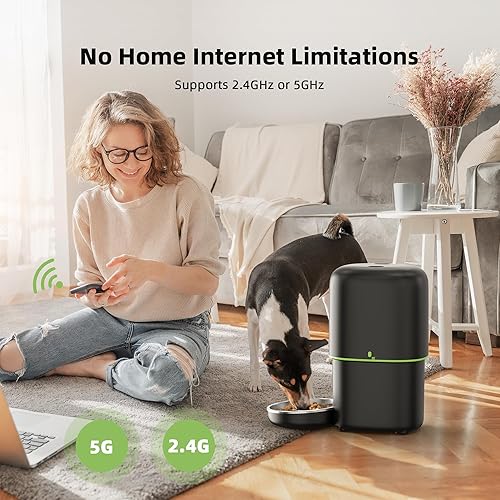 Miniatura 2 de Yuposl Dispensador de golosinas para perros con WiFi 5G, dispensador de alimentos secos para gatos, control de aplicación WiFi de doble banda para