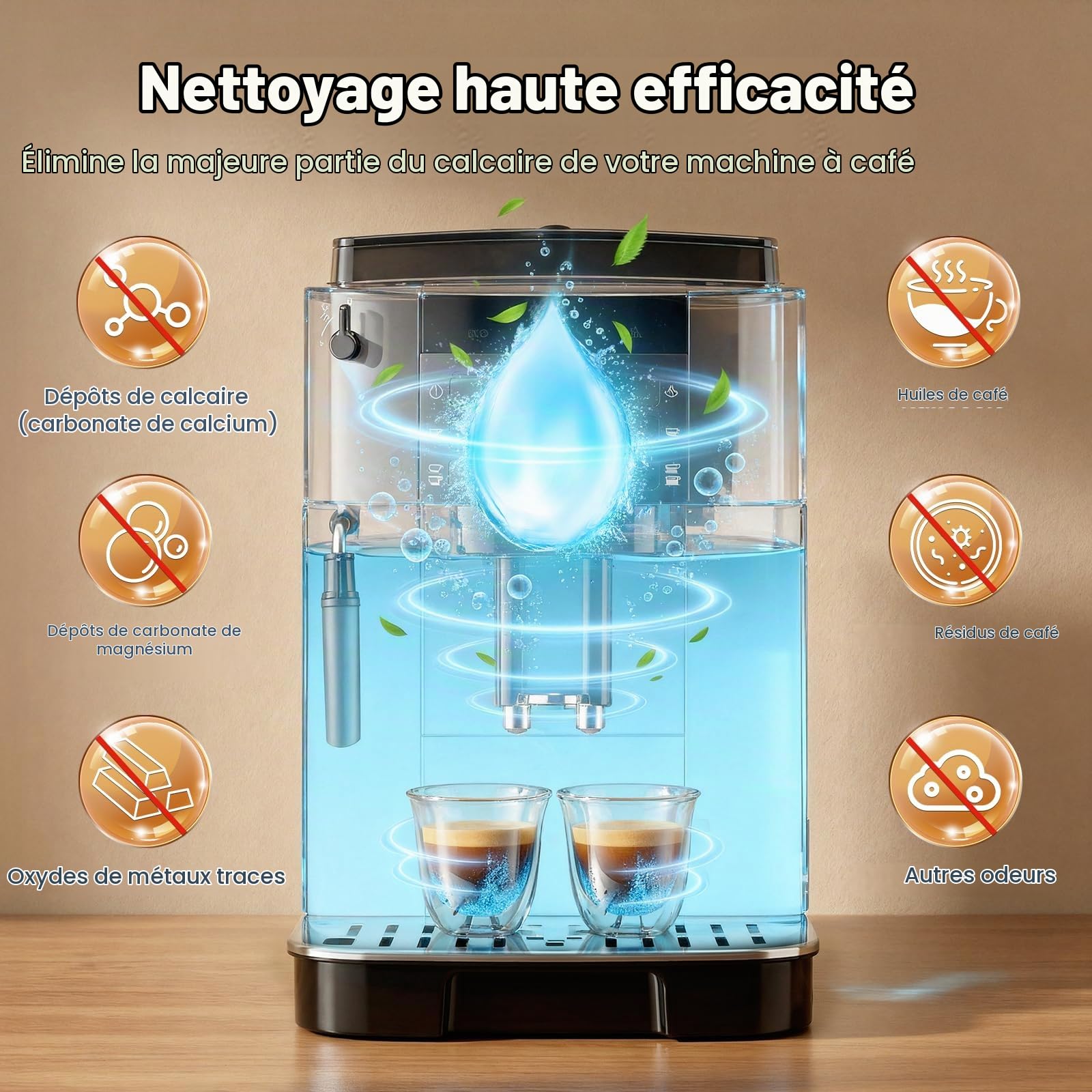 Détartrant pour machine à café DeLonghi - Détartrant de rechange pour machine à café DeLonghi DLSC500 - Accessoires d'entretien - Ingrédients végétaux - 4 bouteilles de 500 ml - 20 boîtes de
