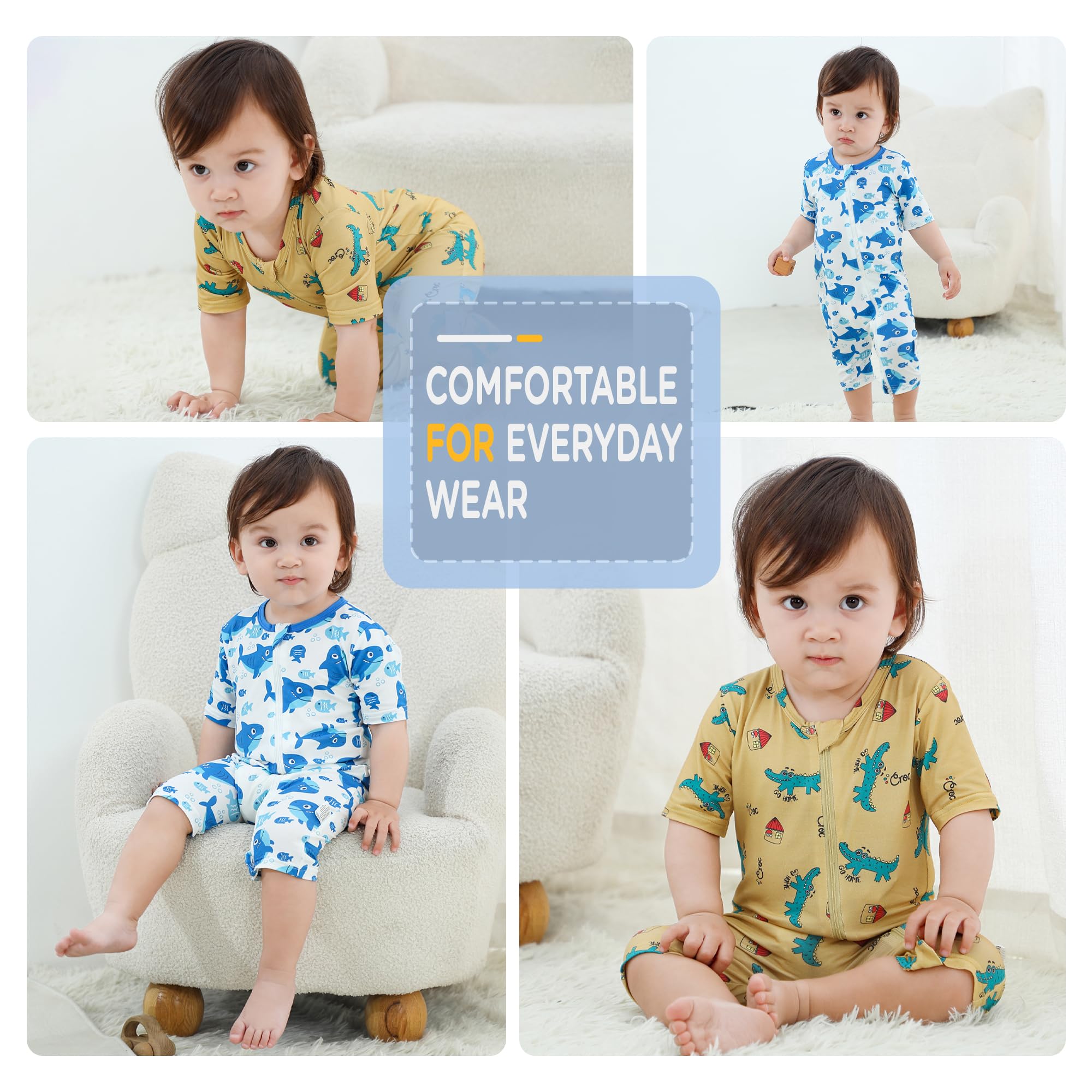 HAHASHOW Set da 2 Body Neonato in Fibra di bambù Pagliaccetto Estivo per Neonati - Tutina Unisex Morbida e Traspirante Pigiamino Eco-Friendly Regalo Perfetto