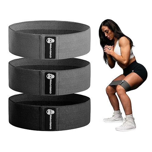Hip Bands for Booty Workouts | Non Slip Fabric Band Set with 3 Levels - Resistance Bands for Legs & Hip - for Men & Women - Black