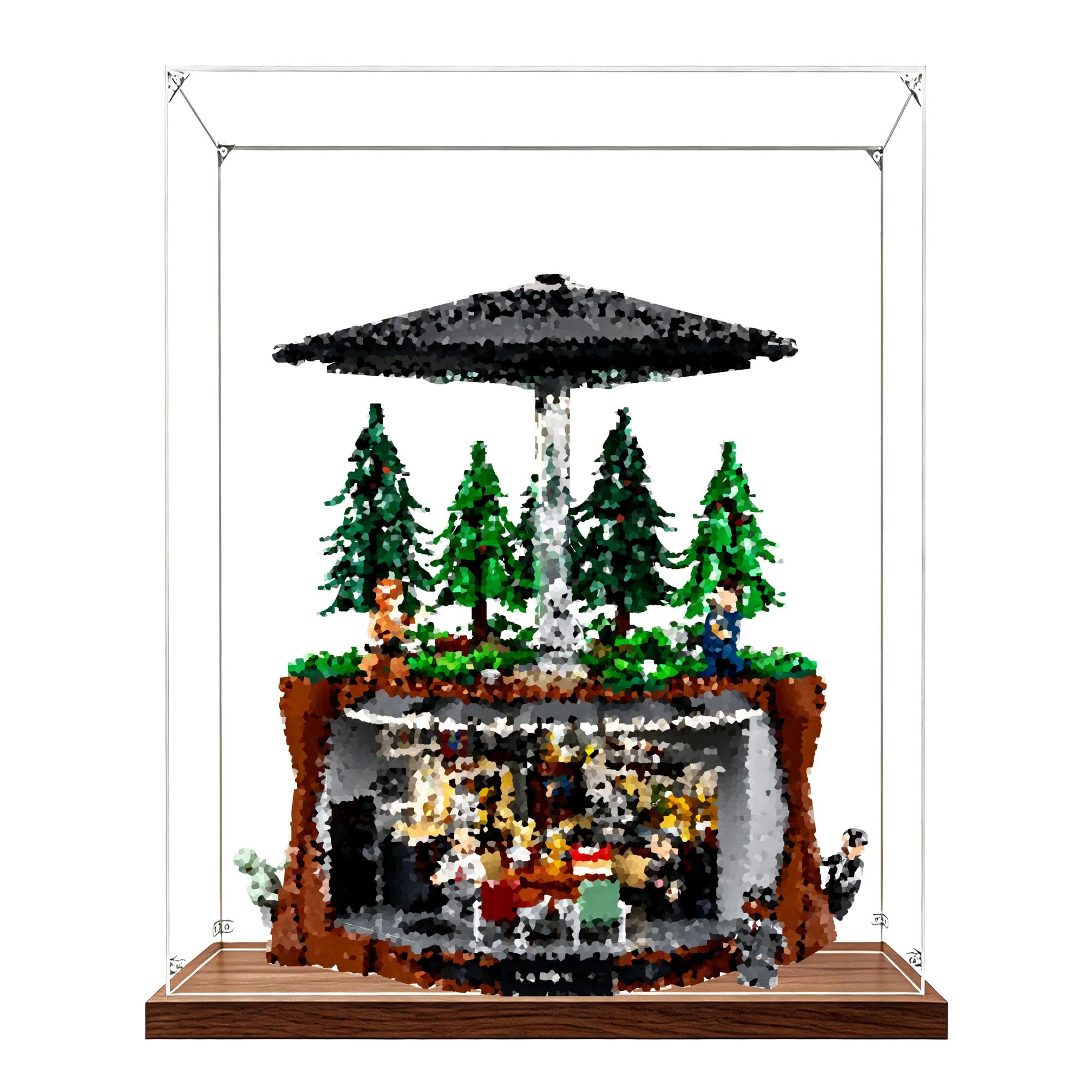 Acrylic Display Case for Le-go 21369 The X-Files Model (Wooden base 2mm)