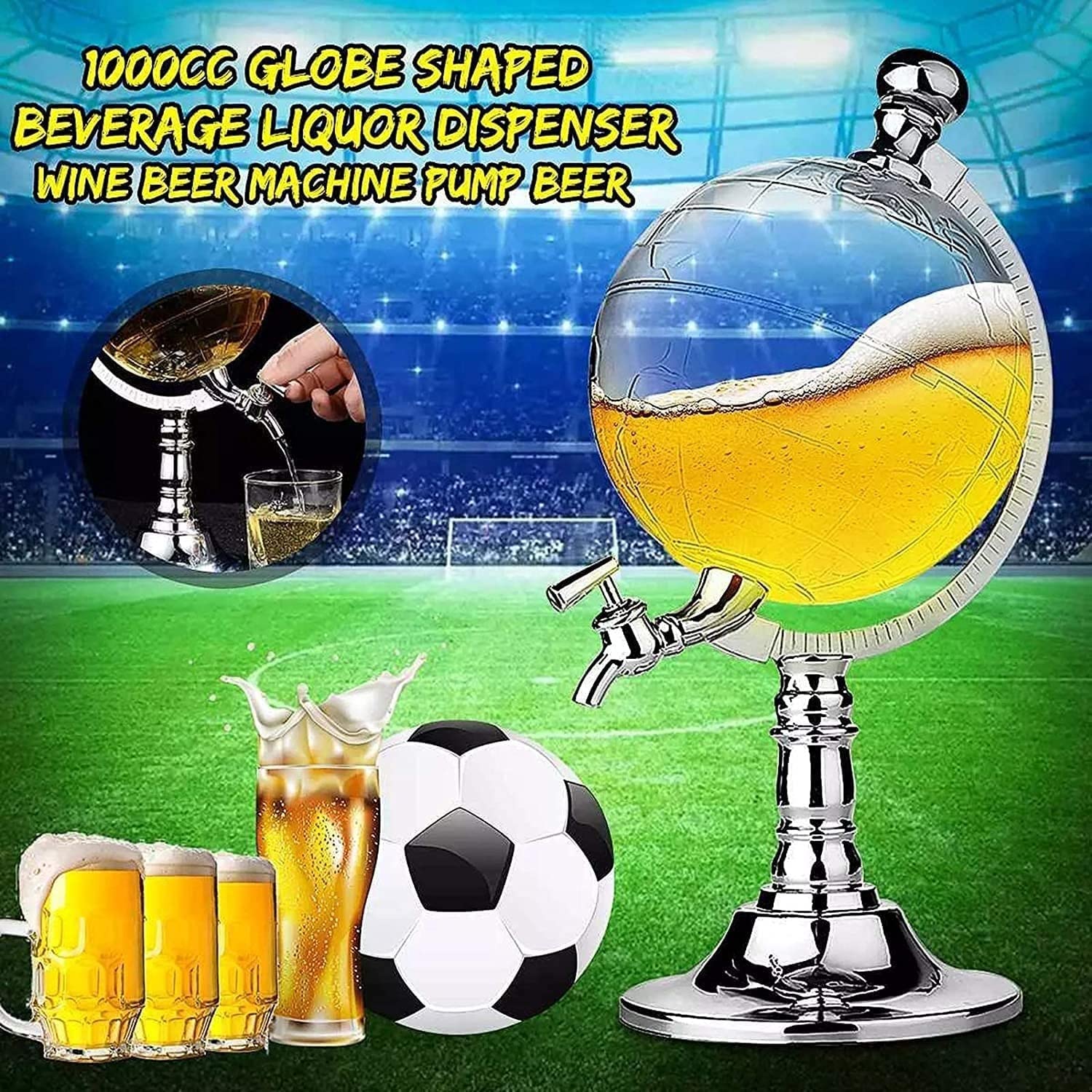 Dispensador de Cerveza, Balde de Cerveza Torre de Cerveza de 1,5 l, Dispensador de Torre de Bebidas Transparente, Diseño esférico