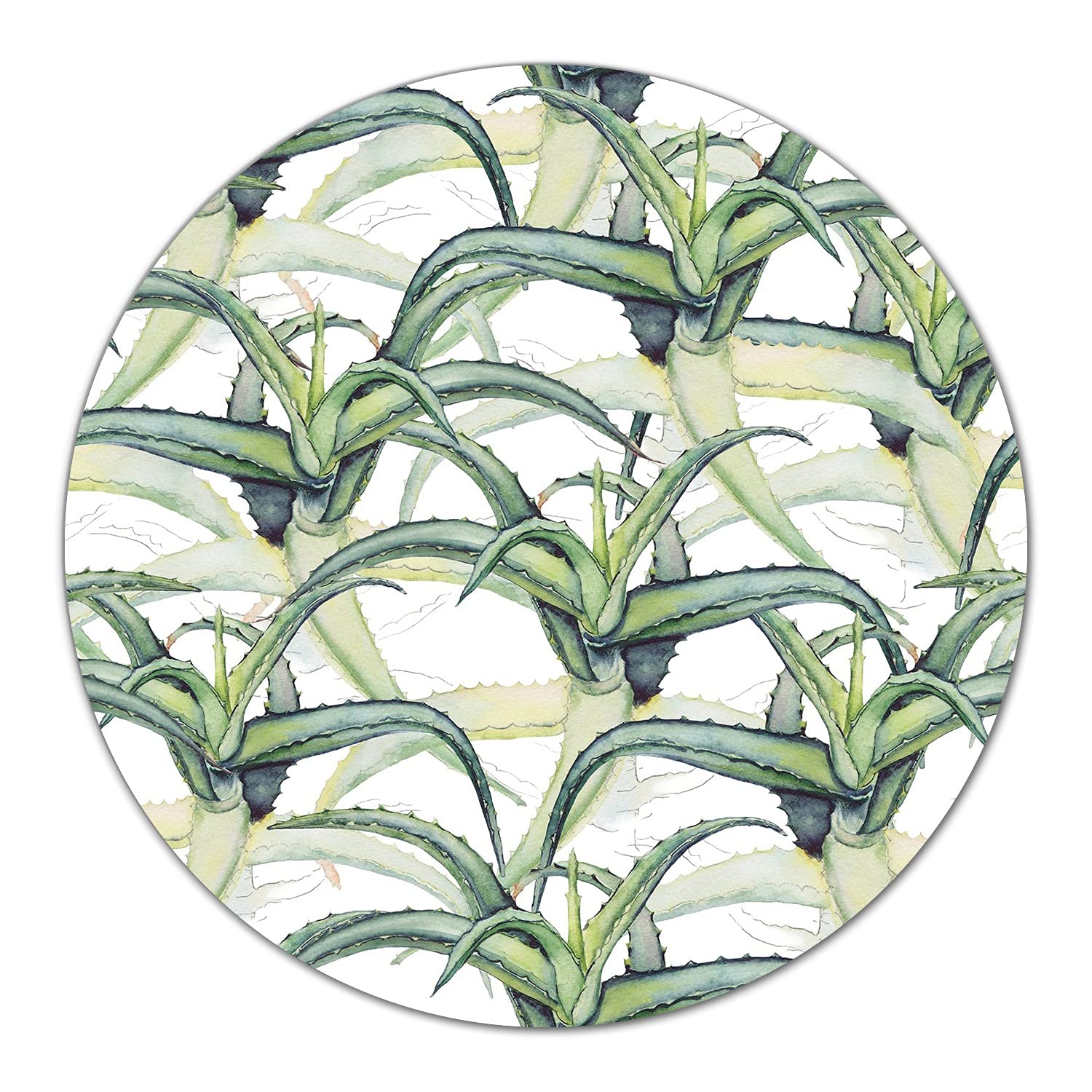 Planche à découper en verre trempé 40 cm Coloray dessous de plat rond induction motif aloe vera
