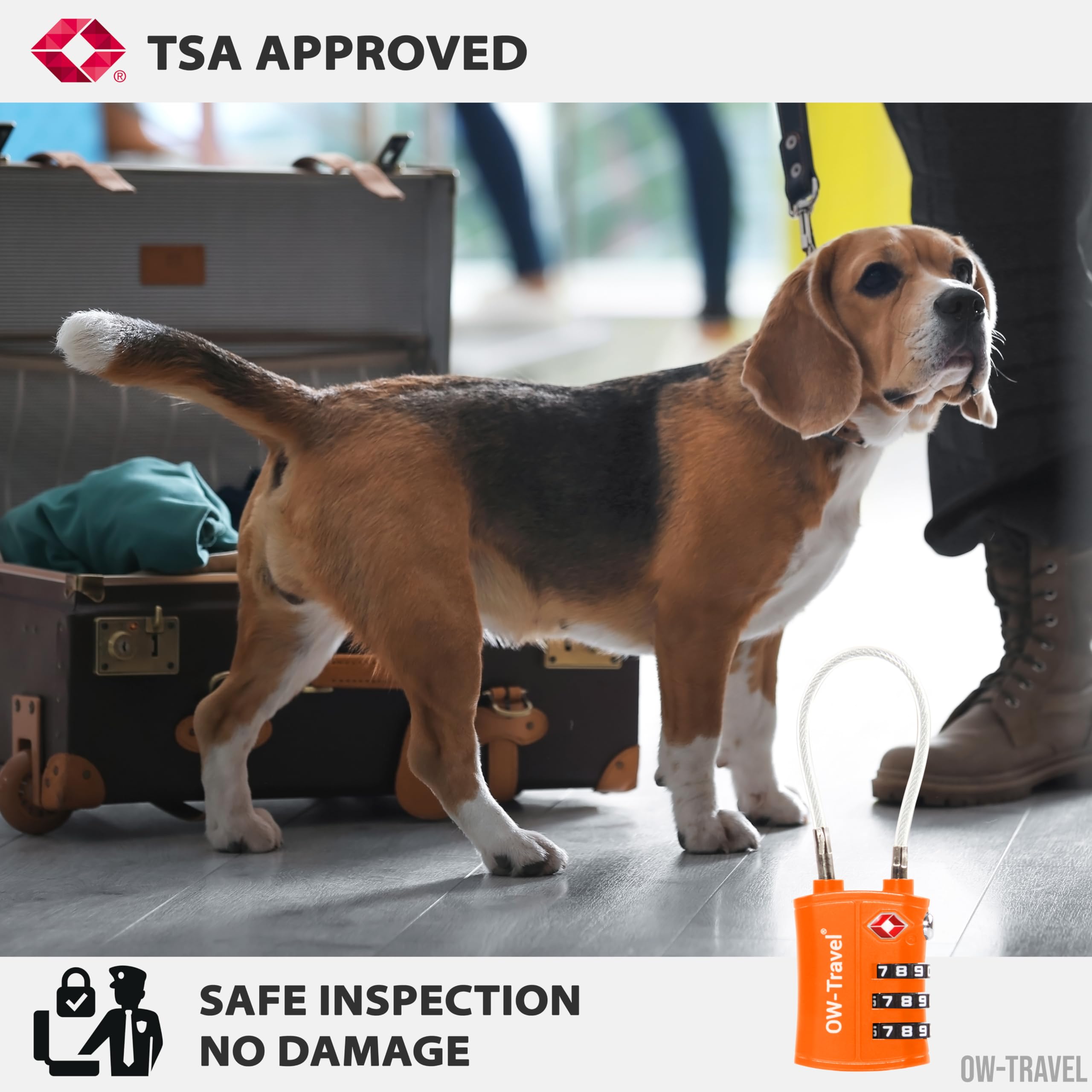 OW-Travel TSA Kłódka z Linką i Zamkiem Szyfrowym(Zestaw 2 Pomarańczowy)3 Cyfrowe Kłódki Walizkowe. Kłódka na szyfr na Plecak, Walizkę, Bagaż Kłódki Szyfrowe Bagażowe Szafek na Siłownię