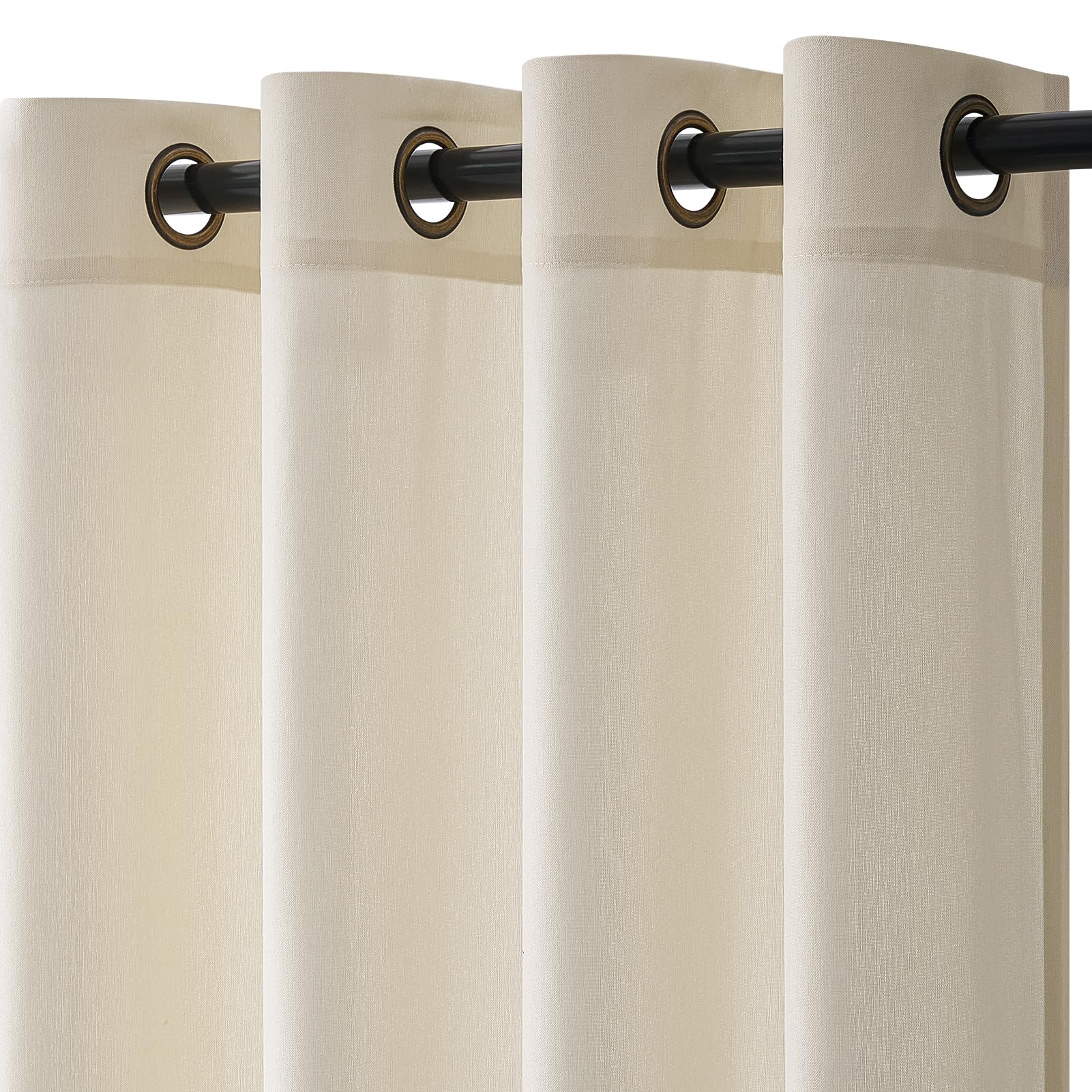 Topfinel Gardinen Boho Ösenvorhang 2er Textur aus Baumwolle und Leinen Gardinen mit Ösen Leinenvorhang Halbtransparent Linen Curtains for Wohnzimmer