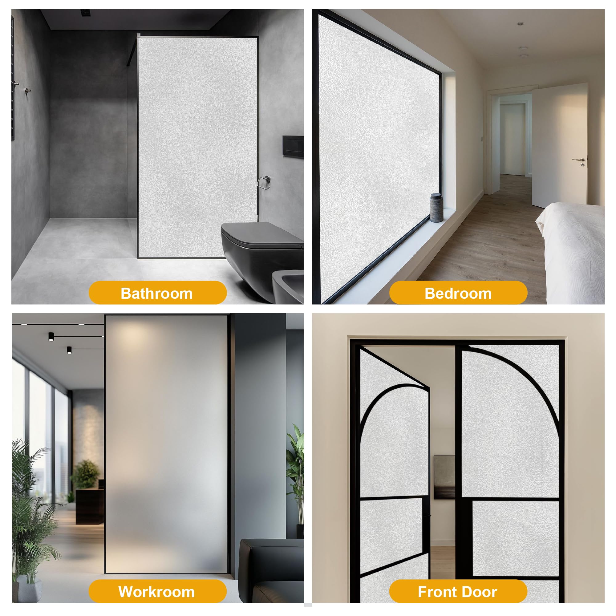 Fensterfolie Milchglasfolie 140 x 120 cm Ohne Klebstoff Milchglasfolie Selbstklebend Wiederverwendbar für Bad Küche Zuhause Büro, Weiß