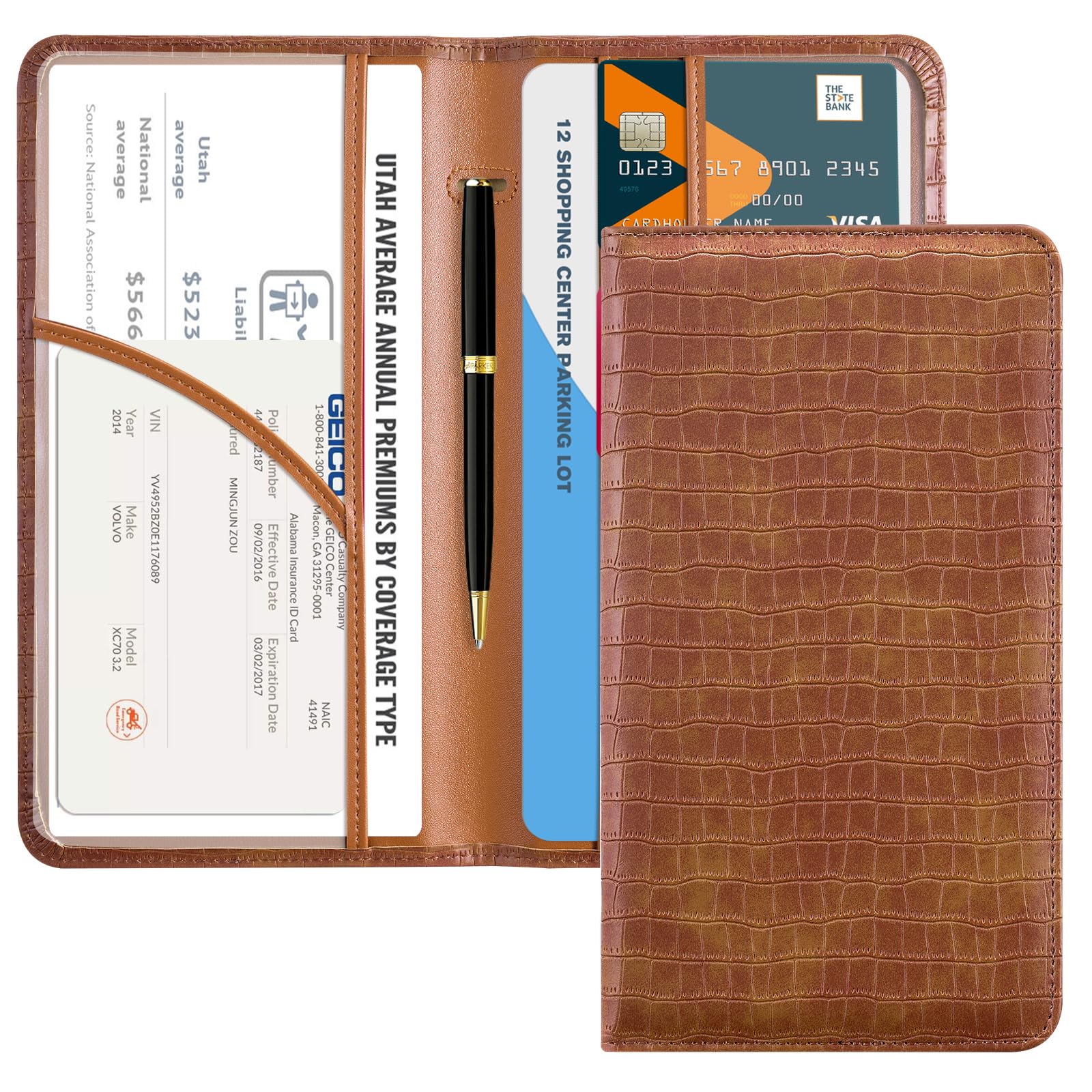 CoBak Car Registration and Insurance Holder | Vehicle Glove Box Organizer, Auto Truck Compartment Document Case with Magnetic Closure for Insurance &amp; Driver License