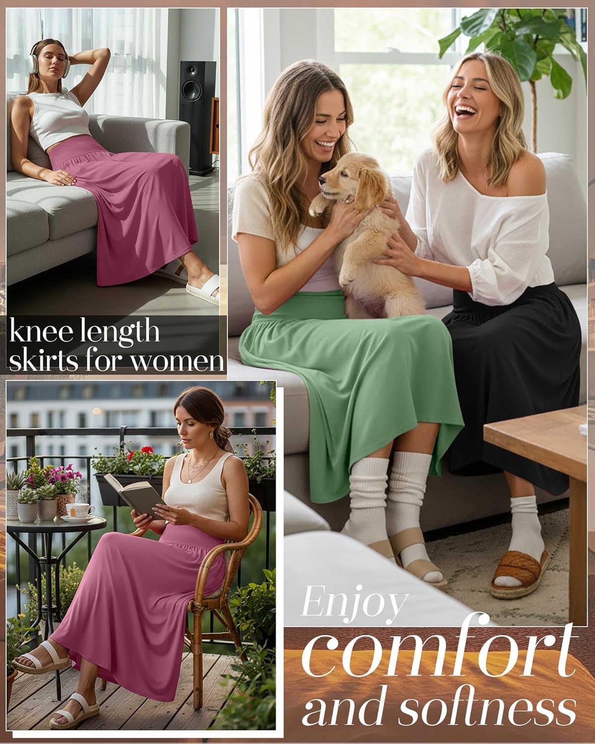 Ficerd 3 Pack Maxi Long Skirts for Women, Ankle Length High Waisted Pleated Flowy a Line Summer Casual Skirts with Pockets - Image 5