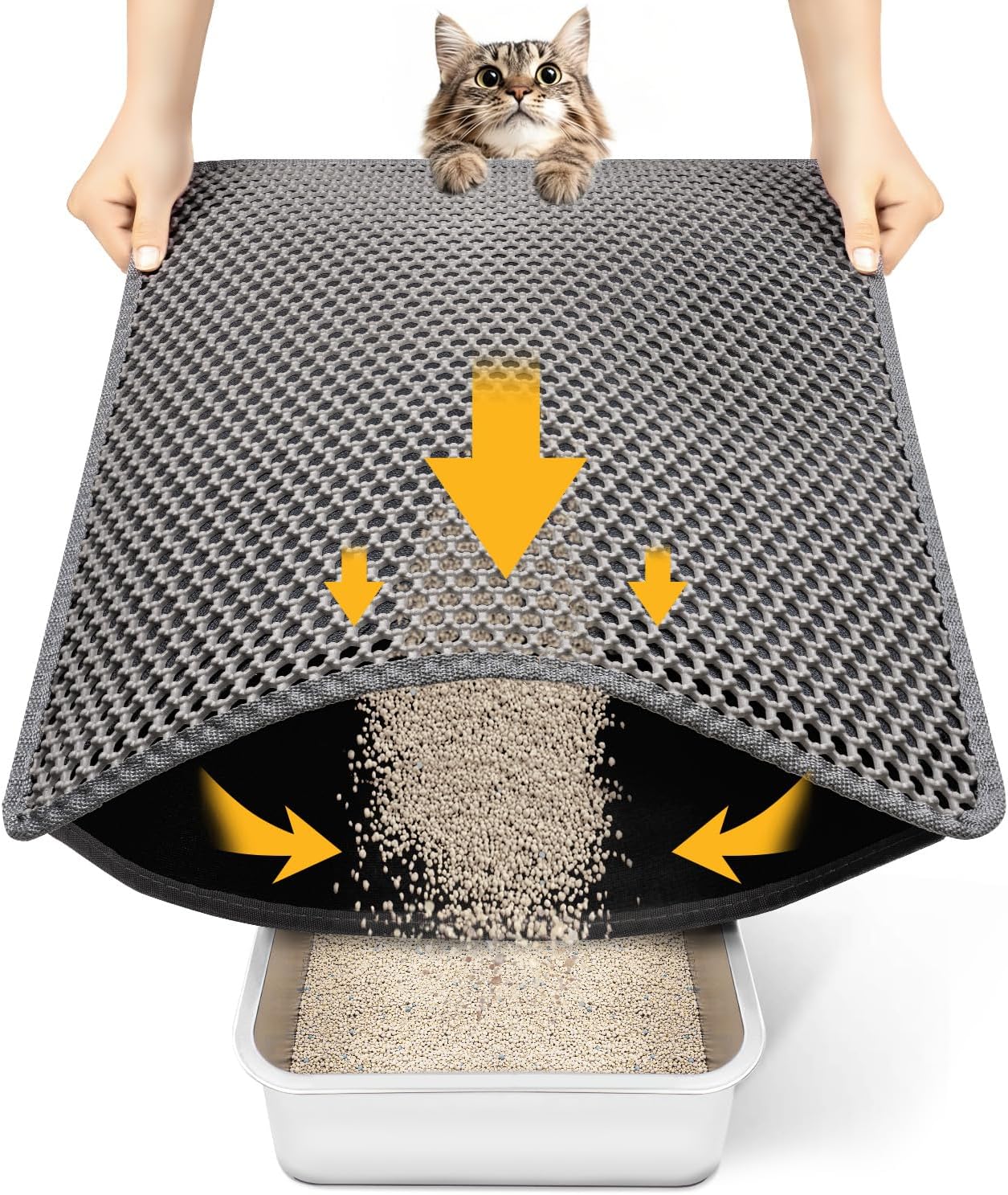 Conlun Cat Litter Mat Cat Litter Trapping Mat, Honeycomb Double Layer Design, Urine and Water Proof Material, Scatter Control, Less Wasteï¼Å’Easier to Clean,Washable