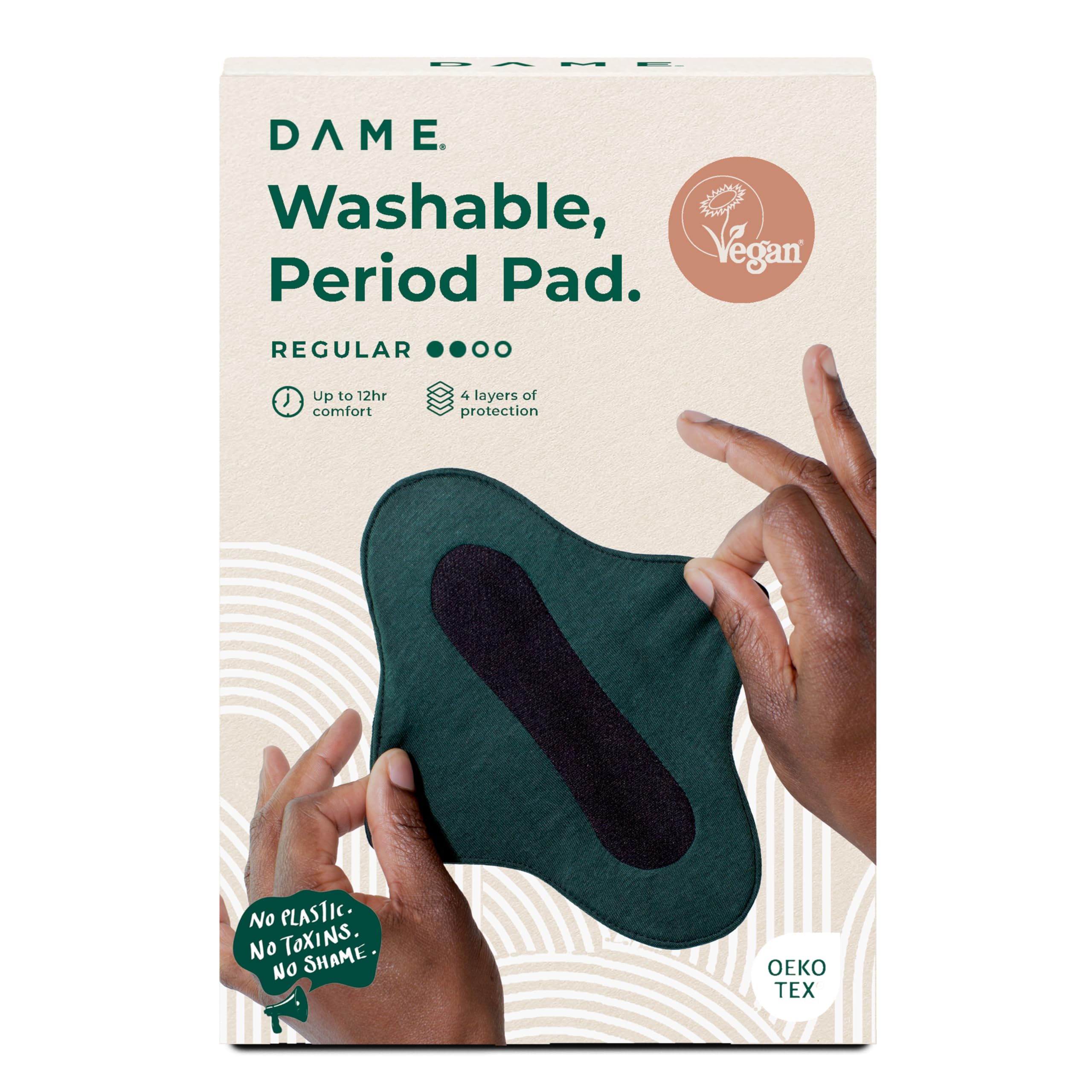 DAME Reusable Period Pad | Regular | Organic Cotton Pads with Wings for Regular Flow | Everyday Comfort & Confidence | Reliable Absorbency, Odour Control, Leak-Proof | Durable, Washable Sanitary Pads