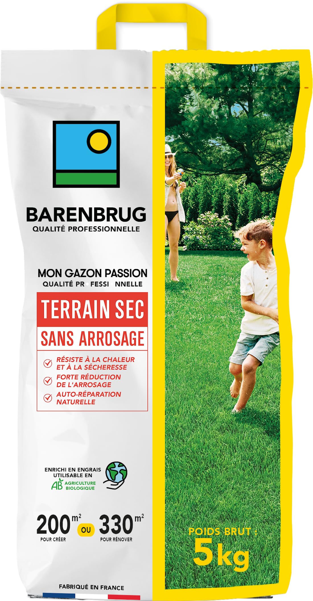 BARENBRUG – Trockene Rasenerde – Kein Gießen erforderlich – Hitzebeständig und trockenheitsresistent – ​​Reduziert den Wasserbedarf deutlich – Selbstheilend – Wassersparend – 5 Kg