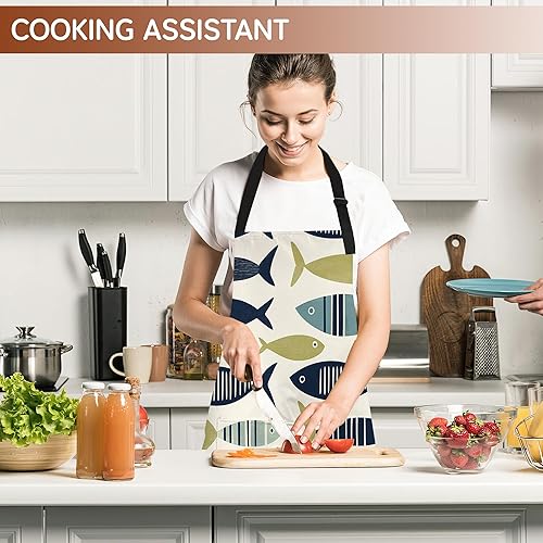 Miniatura 6 de Delantal con bolsillos para mujer, delantal de cocina ajustable para cocinar, barbacoa, chef, regalos para mamá, cumpleaños o vacaciones