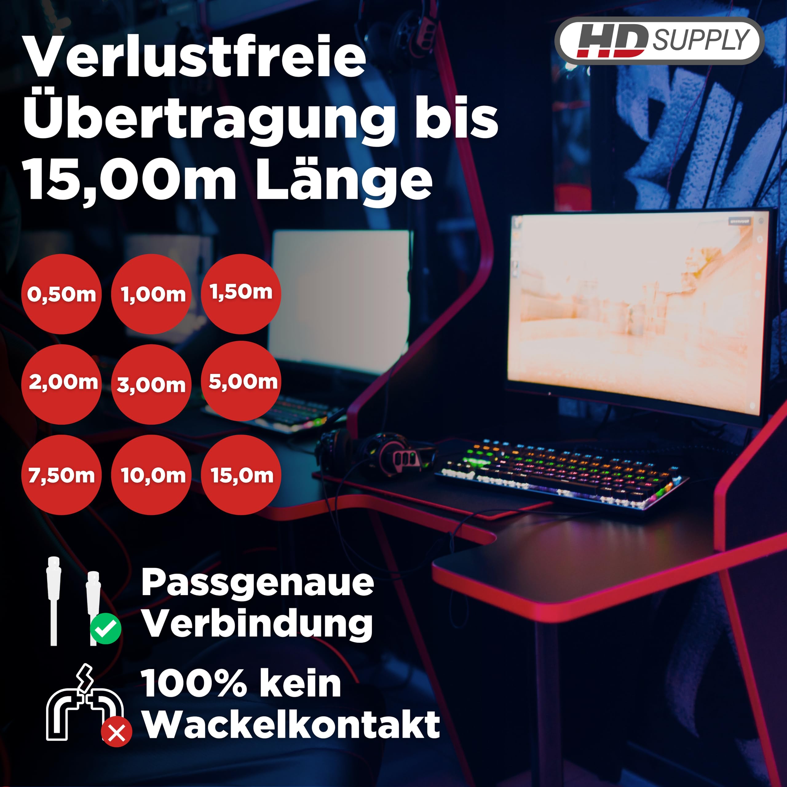 HDSupply Kabel HDMI o wysokiej prędkości z Ethernetem, HDMI A męski na DVI 18+1, podwójnie ekranowane, pozłacane styki