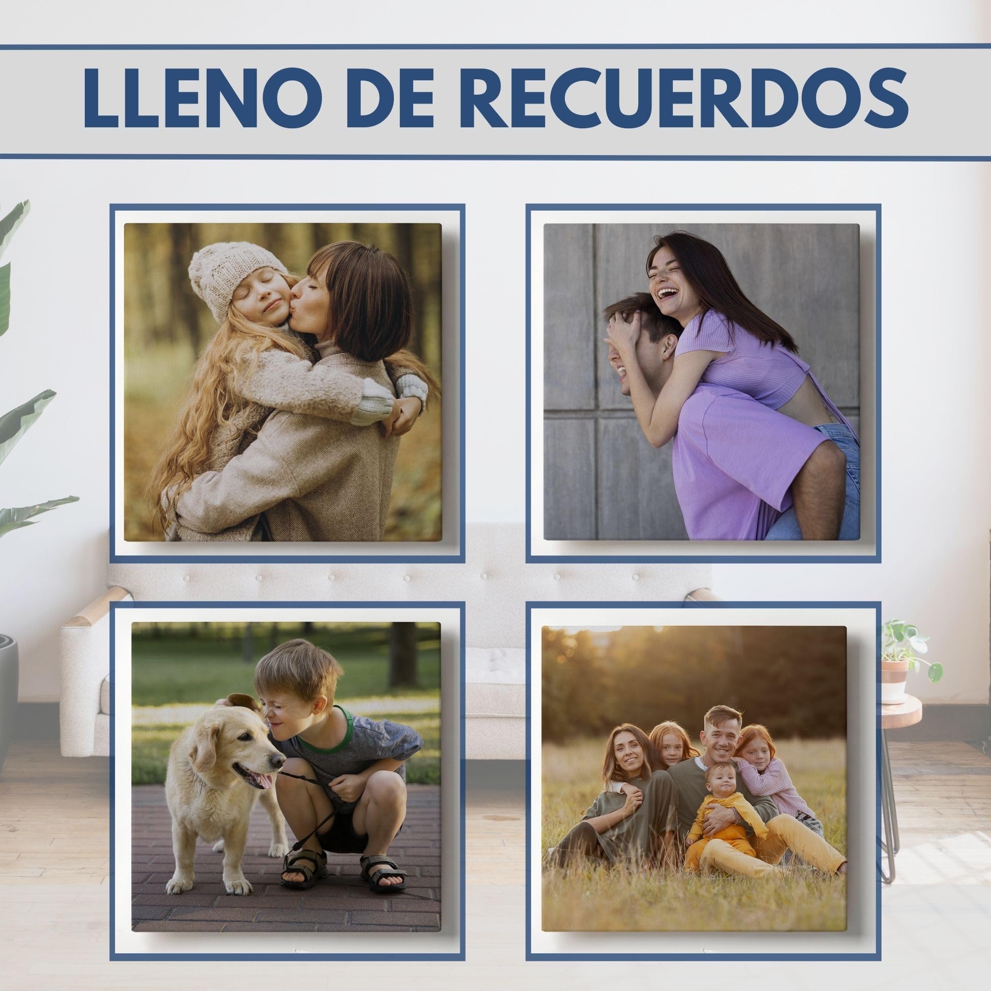 LolaPix Personalisiertes Bild. Personalisierte Leinwand mit Foto. Fotoleinwand. Fotoleinwand. Personalisierte Geschenke. Verschiedene Größen. Satz von 3 Leinwänden. Größe 30x30cm