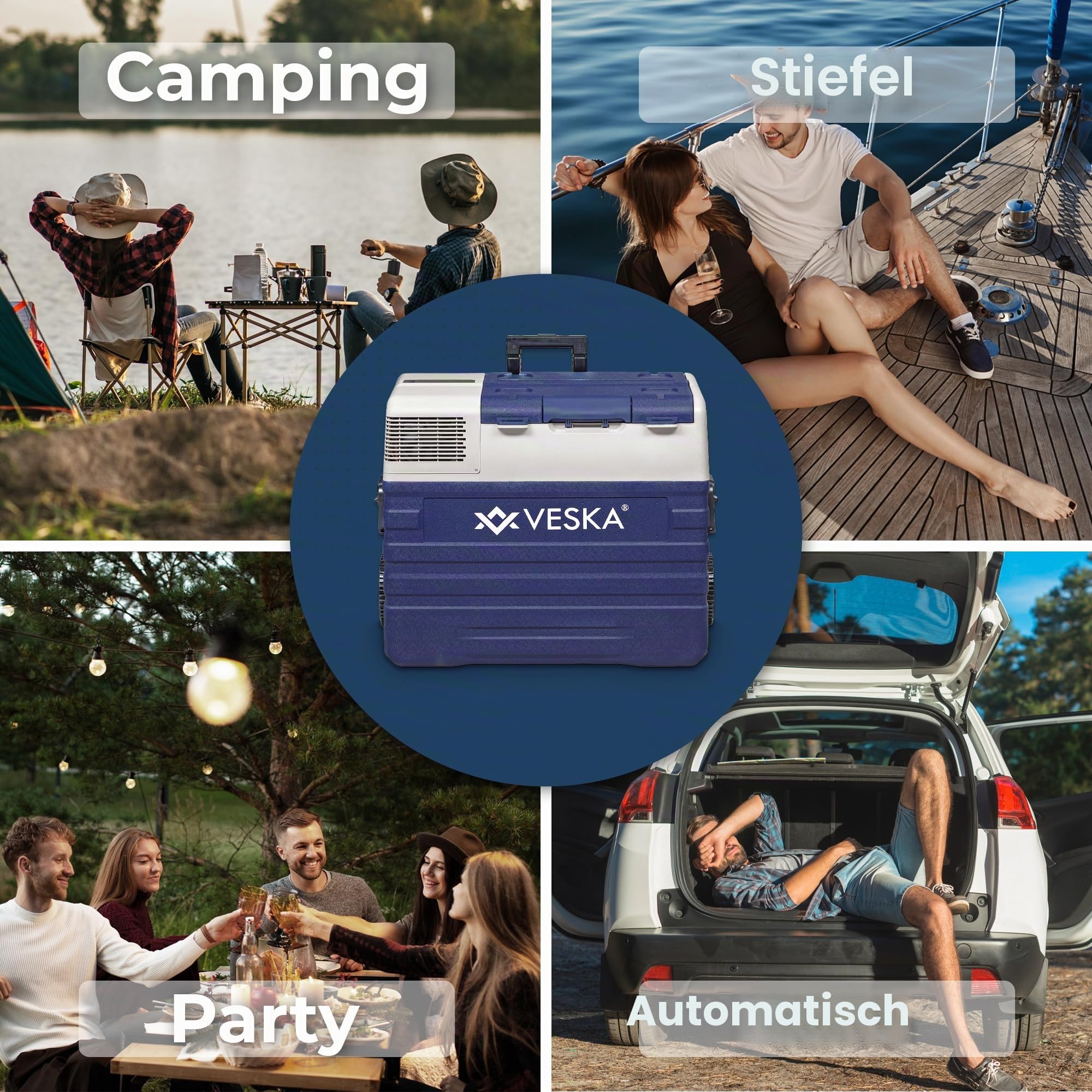 Kompressor Kühlbox elektrisch, Gefriertruhe mit APP-Steuerung, USB-Anschluss, 12/24V, 230V, Räder, transportabler Kühlschrank, Kühltruhe, Gefrierbox bis -20 °C für Auto, LKW, Boot (42L - blau)