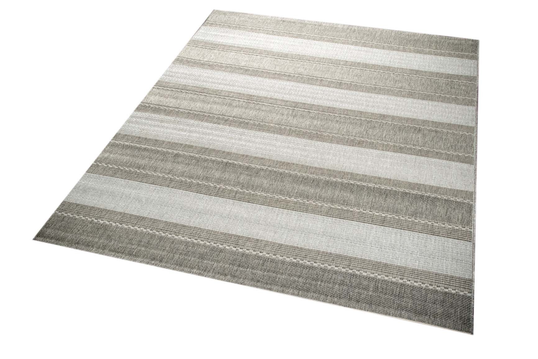 Traum Teppich Sisal Optik Küchenteppich moderner Läufer Flachgewebe gestreift in grau beige Größe 120x170 cm