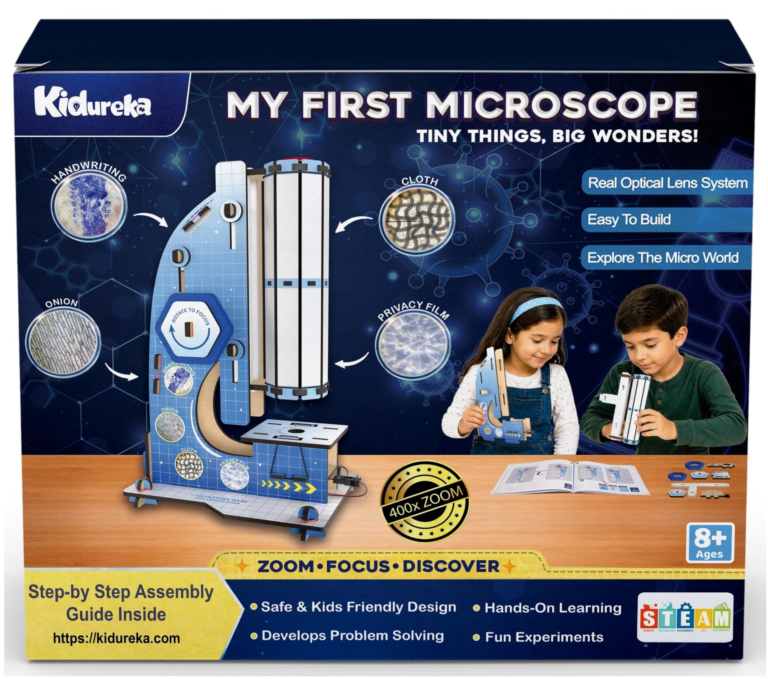 DIY Microscope 400x Zoom Toy for Kids Age 8+ Years Old | Birthday Gift for Boys & Girls | Science Toy for Students | STEAM Science Kit-image-28