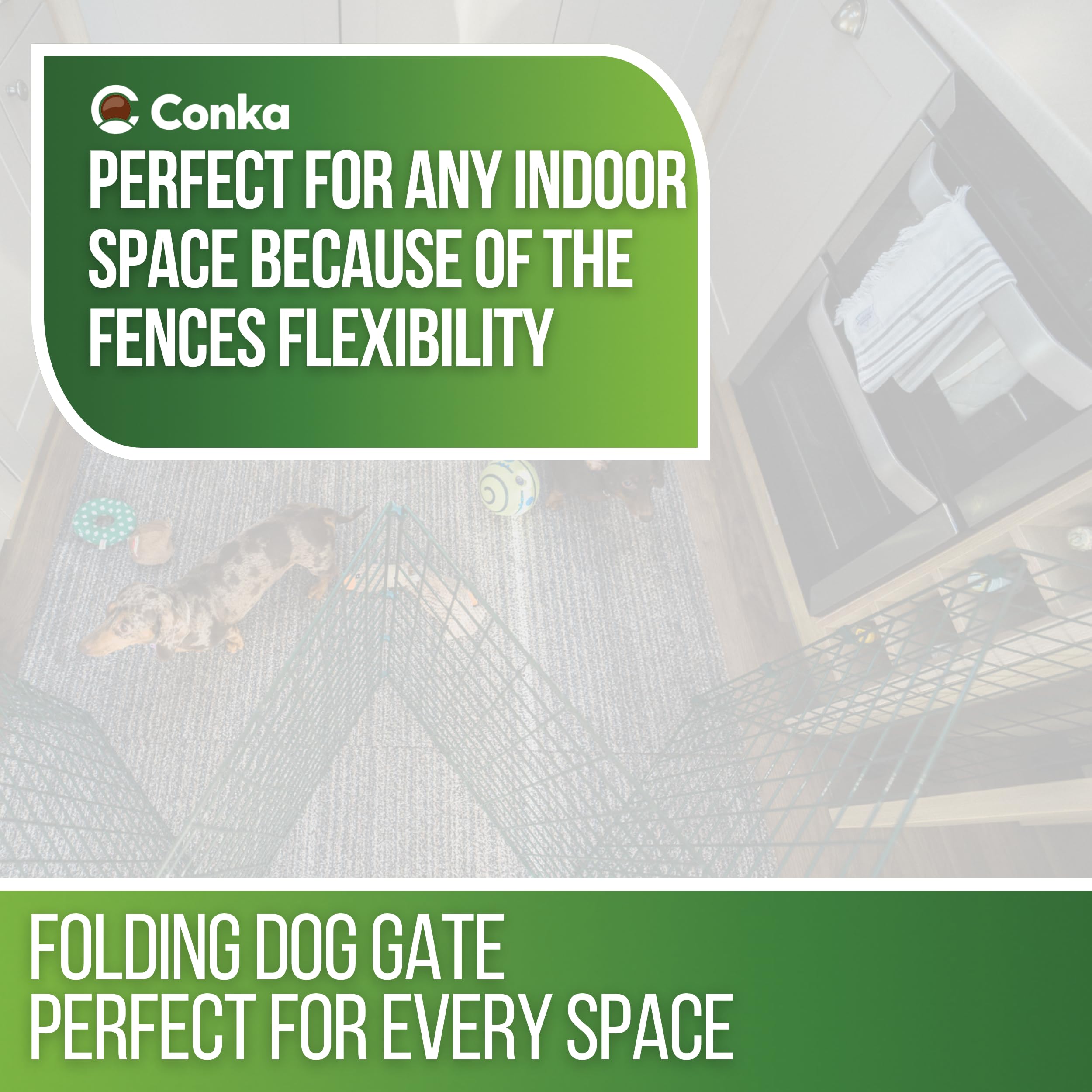 Freestanding Indoor Dog Barrier/Fence - Room/Hallway Divider, Folding Puppy Gate, Folding Portable Fence for Indoors, Puppy Gate, Adjustable Secure Fence (6 Panels, 60cm High) — view 2