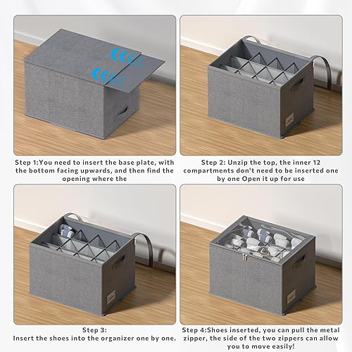 Miniatura 2 de Paquete de 2 organizadores de zapatos para armario, contenedores de almacenamiento de zapatos con cubierta transparente, contenedores de
