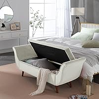 Vista 3 de Banco de almacenamiento de terciopelo para dormitorio, banco de extremo de cama con otomana, bancos tapizados con botones capitoné tamaño King