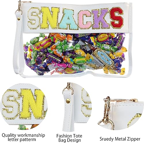 Miniatura 3 de Oufegm Bolsa transparente de felpilla con monograma para maquillaje, bolsa transparente de viaje, para estadios, aperitivos, bolsas de playa