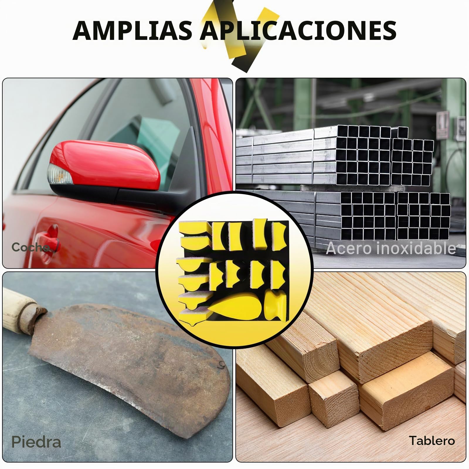 Ensemble de 16 Bloques de lijado,gancho bucle mano bloque, almohadilla placa de respaldo, ponçage à crochets Forme convexe et concave pour le travail du bois, meubles, la peinture automobile