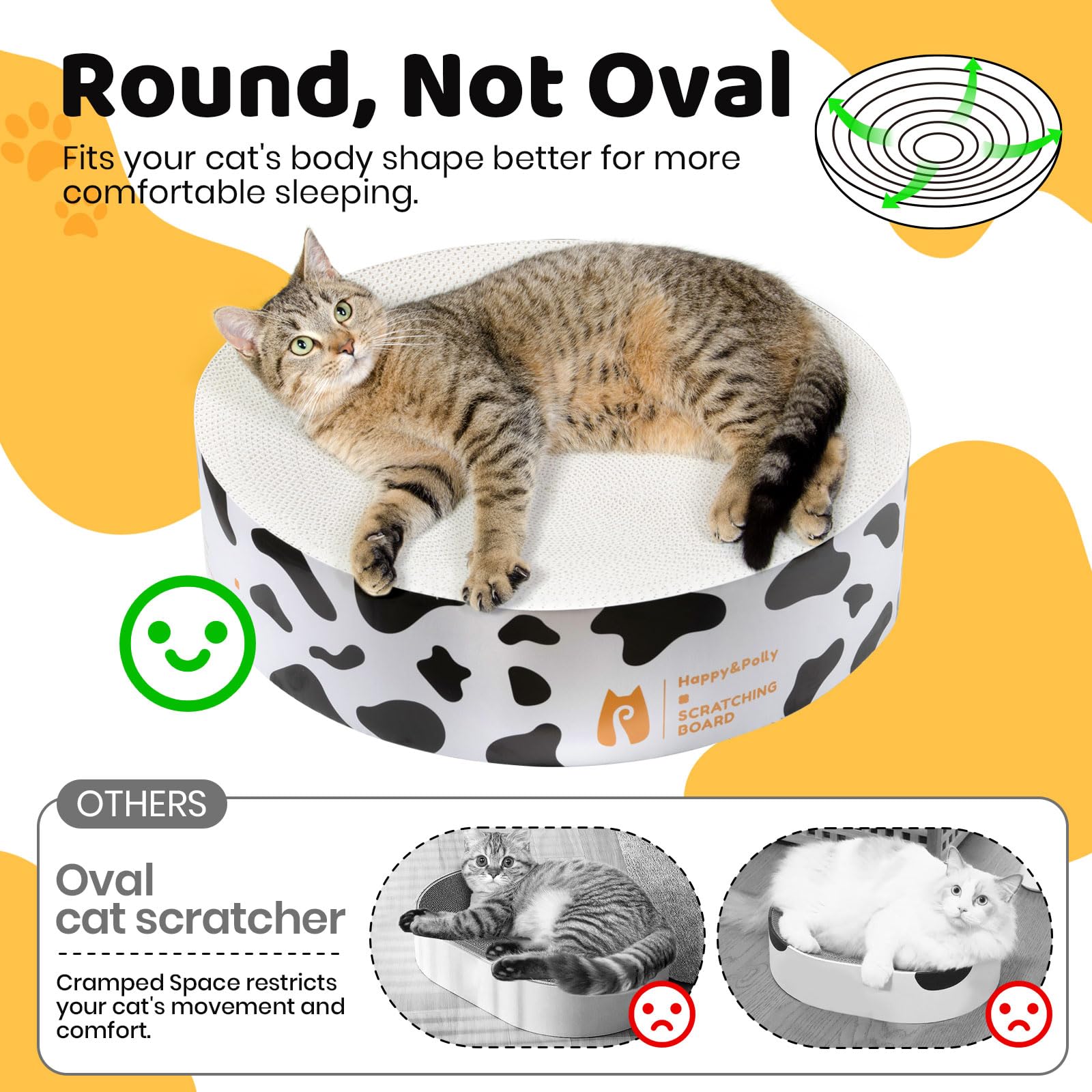 Happy&Polly Rascador para Gatos - Redondo Rascadoras de Cartón Cama para Gatos Reversible - Protector de Muebles Sofa Rascador Corrugado Anti Arañazos - Blanco