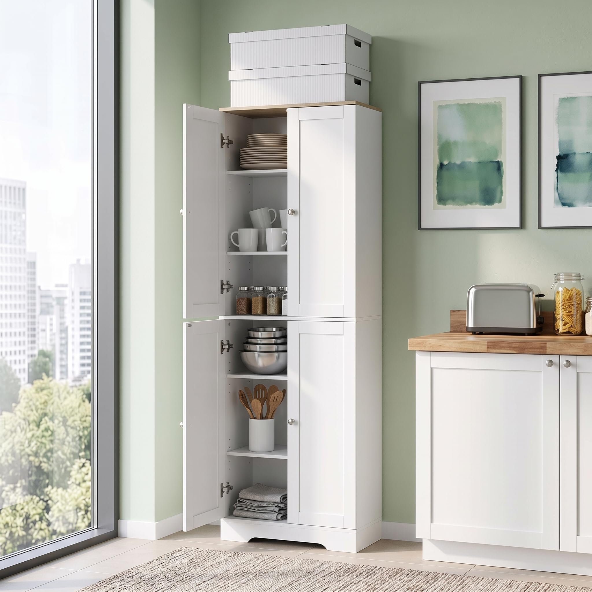 Buffet da Cucina Bianco Largo 60 cm, 60x30x183 cm