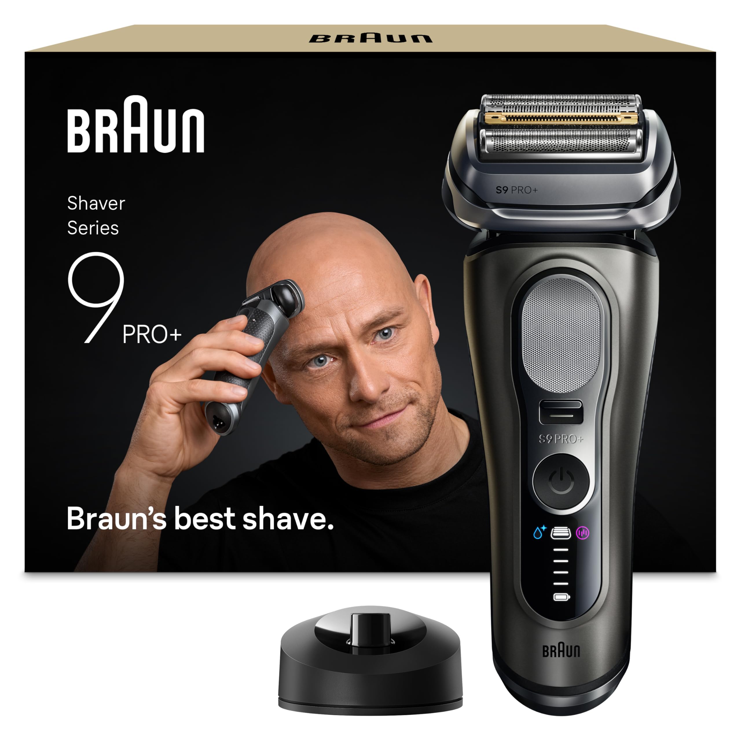Braun Glatzen Rasierer Herren Series 9 PRO+, Graphit | Elektrorasierer für Nass Und Trockenrasur, Glatzenrasierer, Kopfrasierer, 60 Min Akku, Wasserdicht