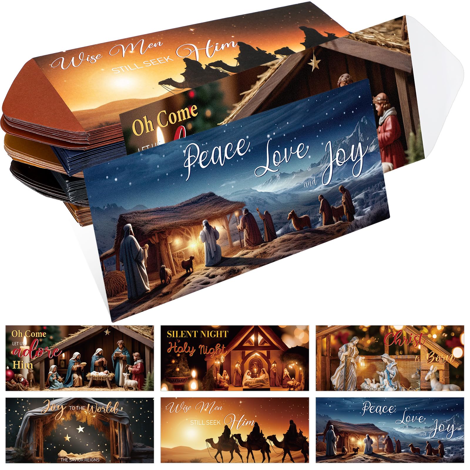 Noveread 150 Pcs Nativity Christmas Money Envelopes 6.5x2.88'' Religious Cash Card Holders Gift Envelops Money Christmas Cards for Xmas Party Supplies
