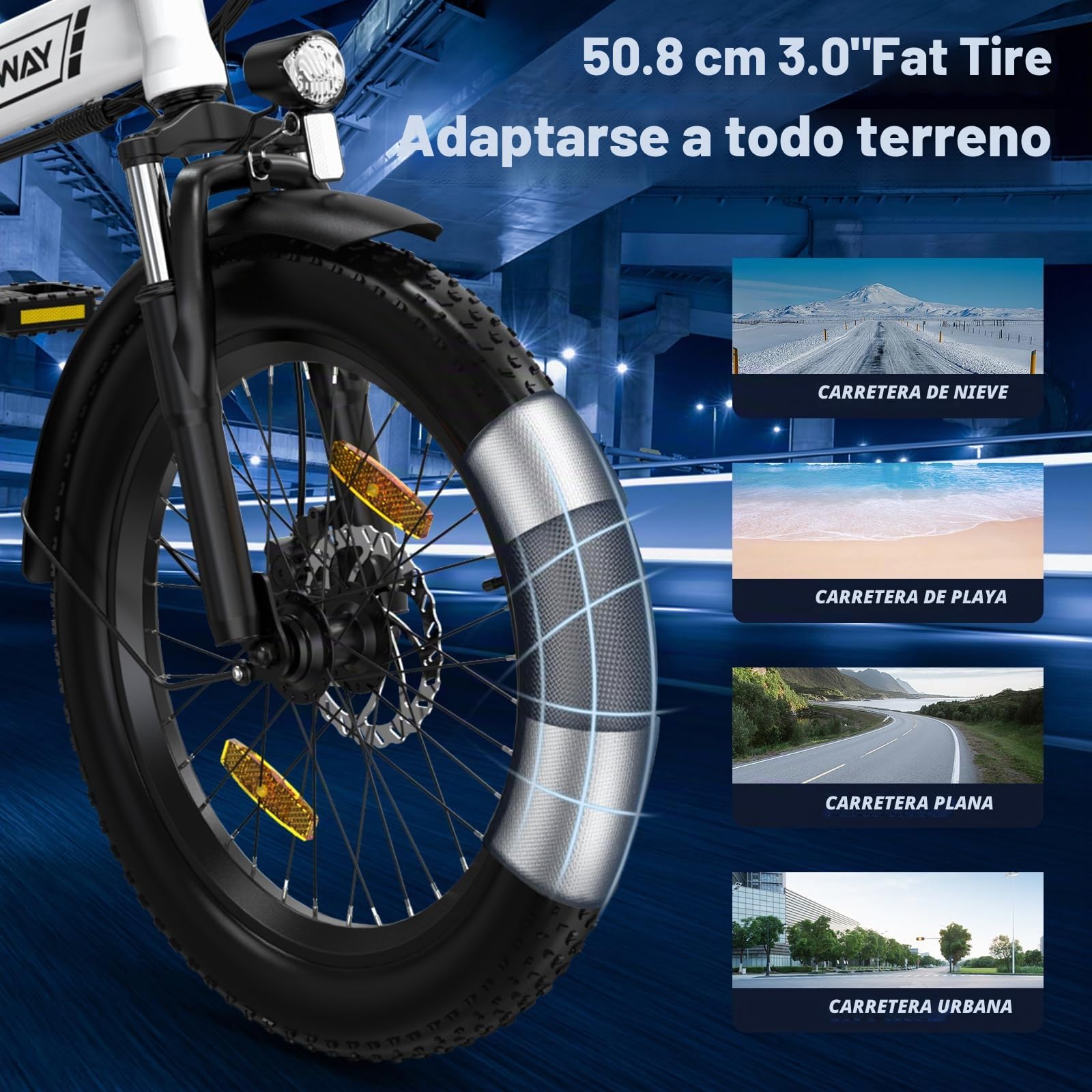 COLORWAY BK11M Bicicleta Eléctrica Plegable 20"×3.0, Motor 250W, Batería Extraíble 36V 12Ah, Cambio 7 Velocidades, Autonomía hasta 90 km, Frenos de Disco, E-Bike Urbana para Adultos