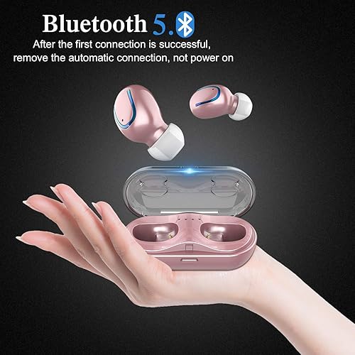 Miniatura 3 de Mini auriculares inalámbricos, auriculares Bluetooth en el oído con estuche de carga, IPX7 impermeable inalámbrico Mini TWS Mic Hi-Fi estéreo