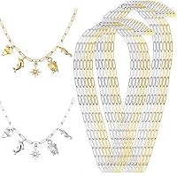 Misdary 12-Pack Paperclip Chain Necklaces for Women - 16" & 18" Gold Silver Stainless Steel 3x9mm Adjustable Chains for Jewelry Making