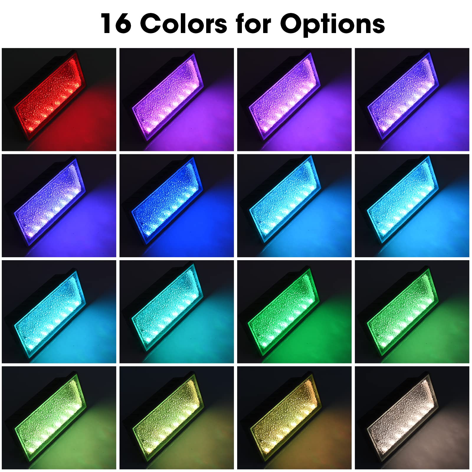 Drart Solar Paver Lights IP67 Waterproof Outdoor Brick Pathway Light, 4x8 Recessed Patio Landscape Lighting for Driveway, Garden, Lawn, Yard, Walkway, RGB Color Changing/Warm White, 2 Pack