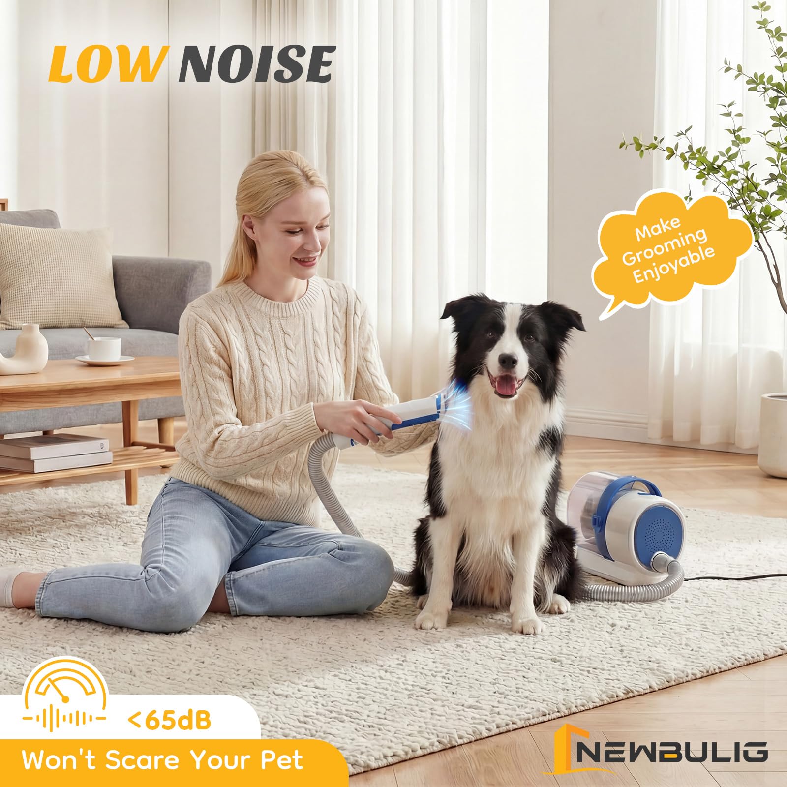 NEWBULIG Pet Grooming Vacuum Kit for Cats and Dogs, 2.5L Dust Cup view 3