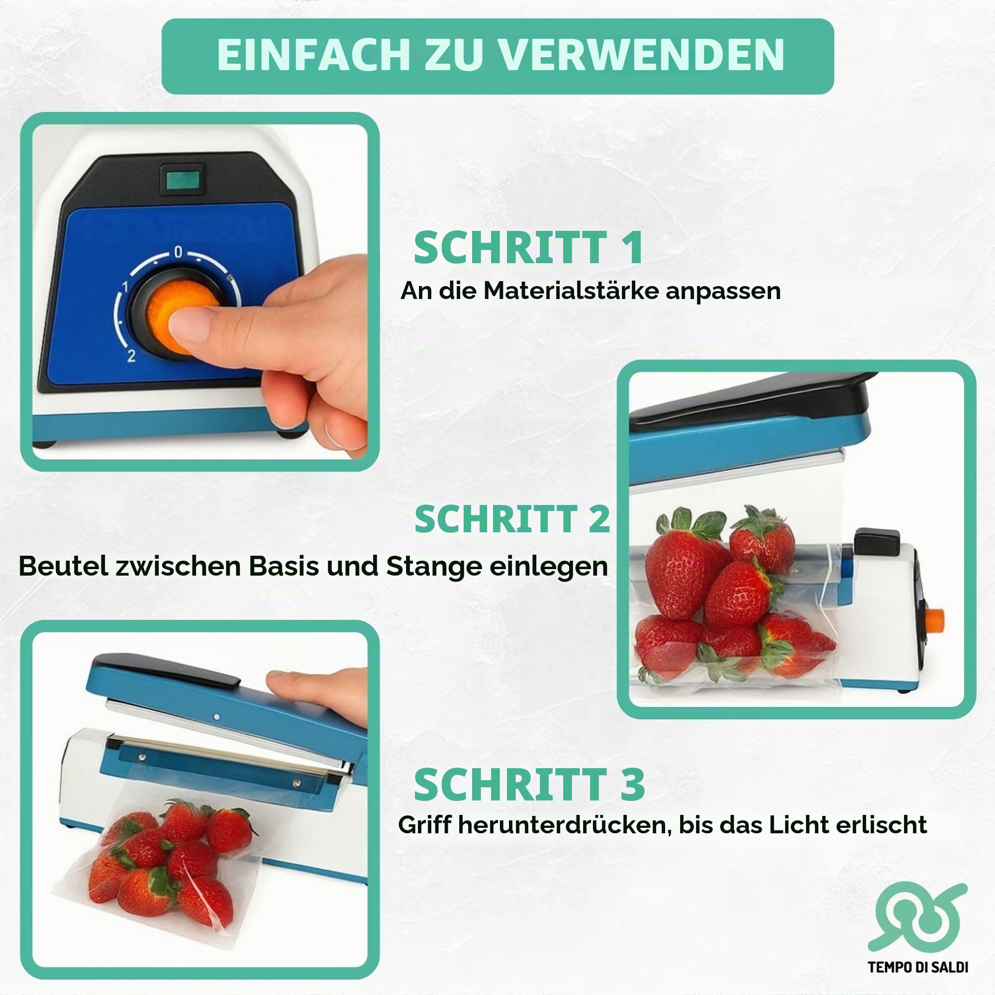 TEMPO DI SALDI Heißsiegelmaschine für Beutel und Beutel 400 mm Kunststoffversiegelung