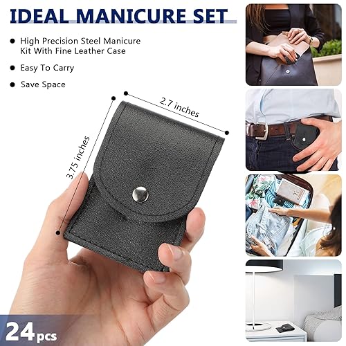 Miniatura 9 de Lasnten Juego de 24 juegos de manicura a granel, cortaúñas a granel, kit de cuidado de uñas, kit de pedicura profesional de acero inoxidable,