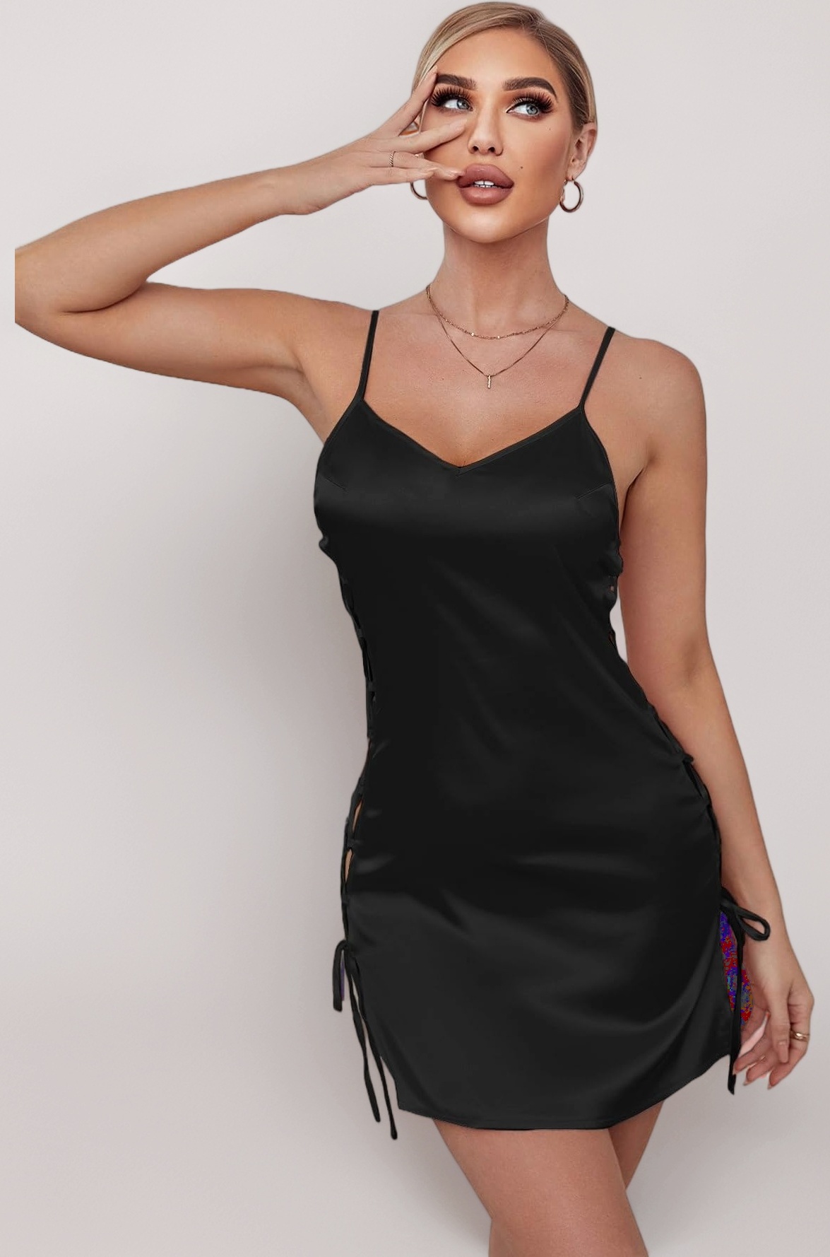 SSoShHub Babydoll Lingerie Mesh Nightie Women's Babydoll Bikini top with G String Satin Side Open Lingerie for Women Girl