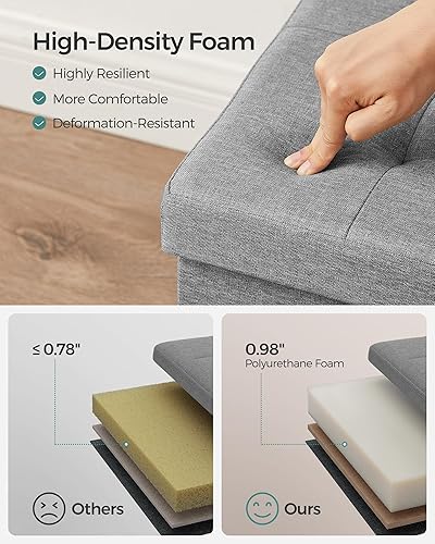 Miniatura 35 de SONGMICS MAZIE Collection - Otomana de almacenamiento de 43 pulgadas, banco de almacenamiento plegable con tapa abatible, capacidad de carga de 660