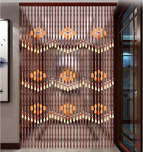 Miniatura 3 de Cortina de cuentas de madera de estilo retro, cortina de cuentas de madera con borlas, cortinas de puerta de cuentas de madera, cortina divisora de